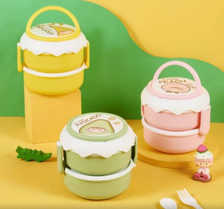 Circle Shape 2 Layer Lunch Box