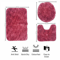 3Pc Bathroom Mat Set